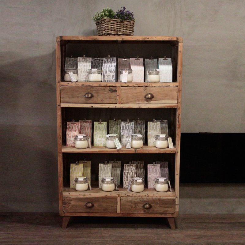 Exhibidor de Estante - Madera Reciclada - 100x40x160cm