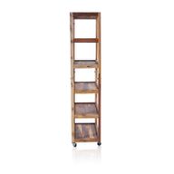 Exhibición de Seis Estantes con Ruedas - Madera Reciclada 79x37x180