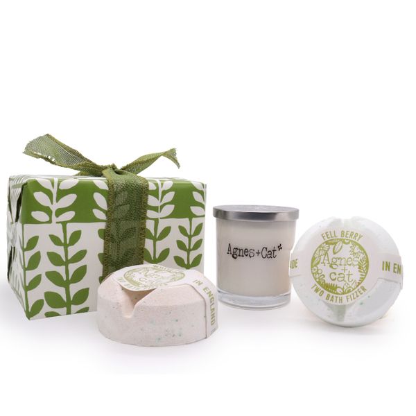 Caja de Regalo con Vela y Bombas de Baño - White Fig & Fellberry