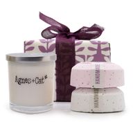 Caja de Regalo con Vela y Bombas de Baño - Provence & Tea and Roses